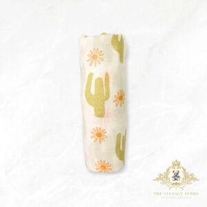 NWT Cute Baby Swaddling Receiving Blanket Bamboo Cotton Boho Cactus Flower & Sun